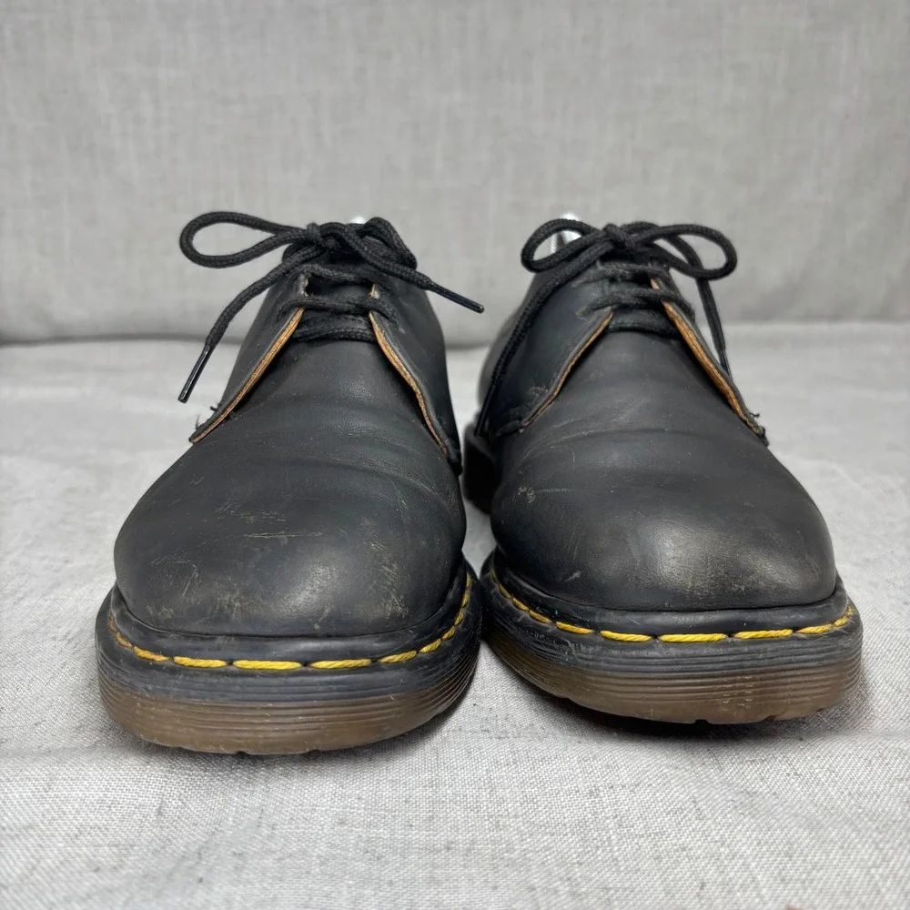 Vintage Dr Martens 1461 MIE Black Leather Derby Shoes 3 Eye Men's UK 9 US 10